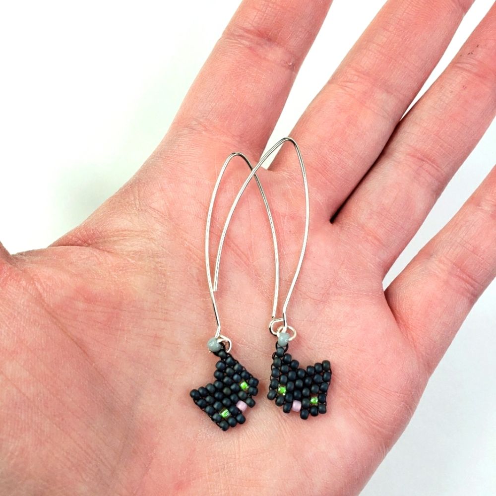 Black Cat Mini Seedbead Earrings